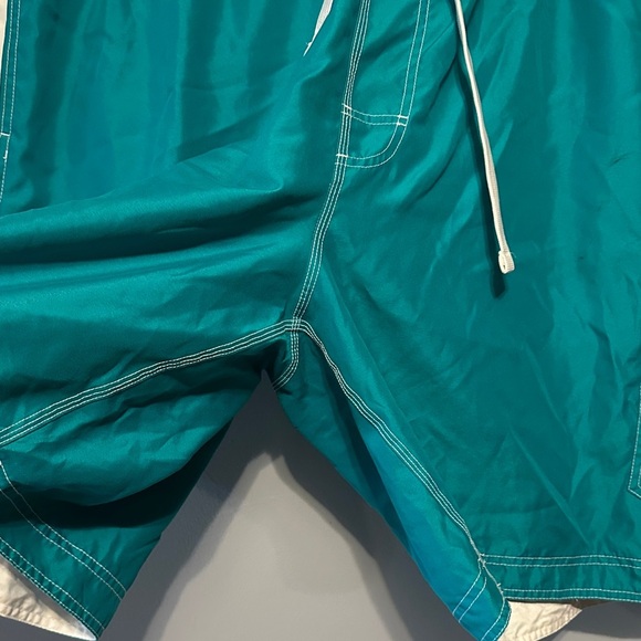 Stylish Teal and White Men's Swim Board Shorts - Picture 2 of 7